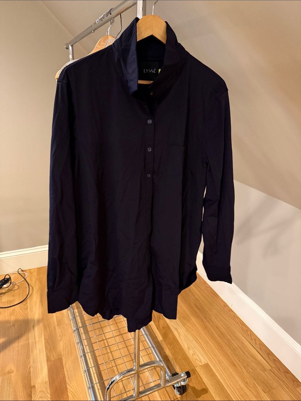 Lysse Navy Lightweight Button-Up Shirt